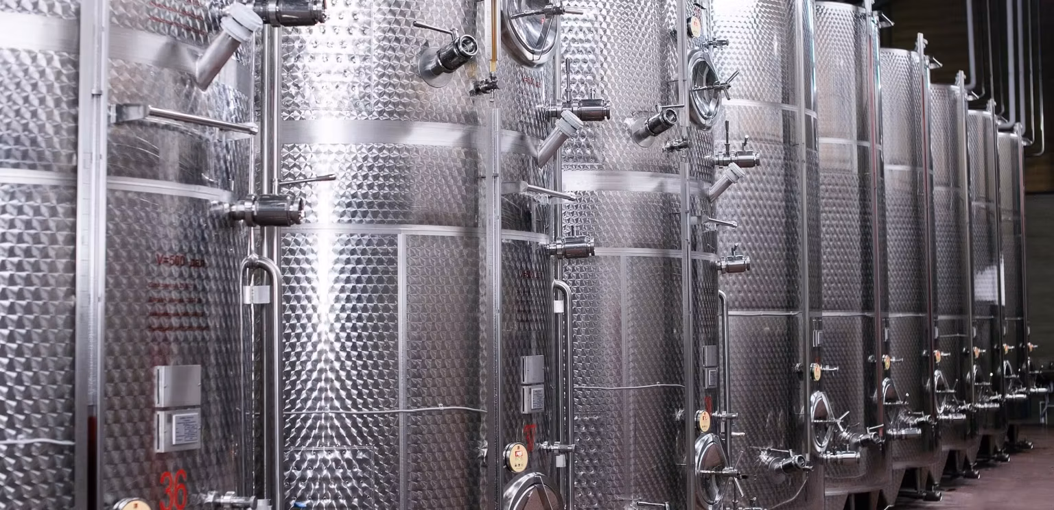 stainless steel products - image of wine storage and conditioning tanks